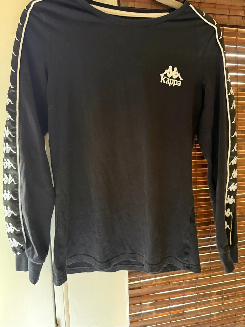 Kappa Black Long Sleeve Tee with White Logo Tape, Sz S, guc - Picture 3 of 6